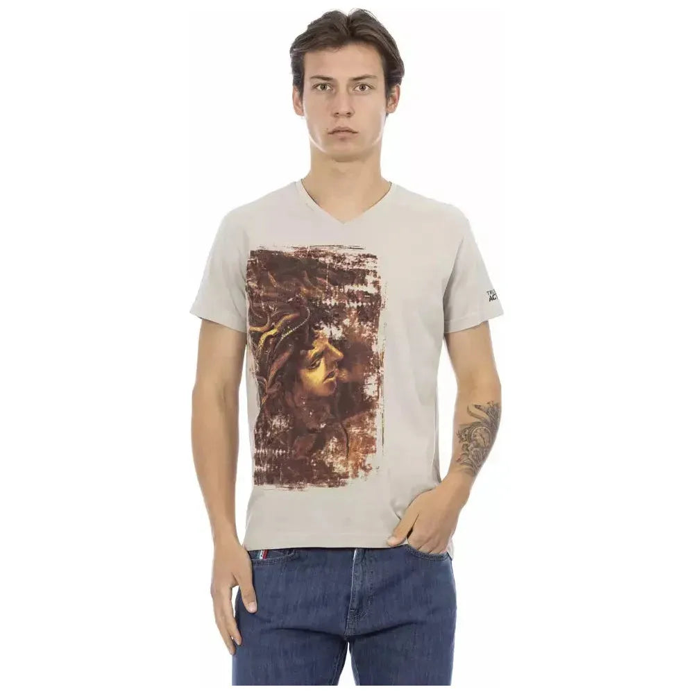 Trussardi Action Beige Cotton Men T-Shirt Trussardi Action