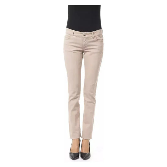 BYBLOS Beige Cotton Women Slim Pant BYBLOS