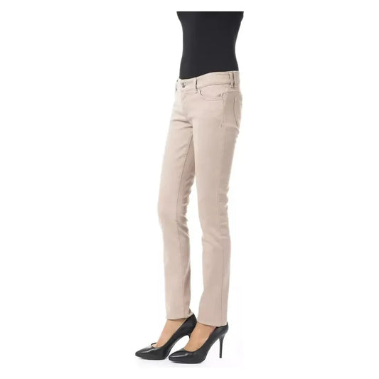 BYBLOS Beige Cotton Women Slim Pant BYBLOS