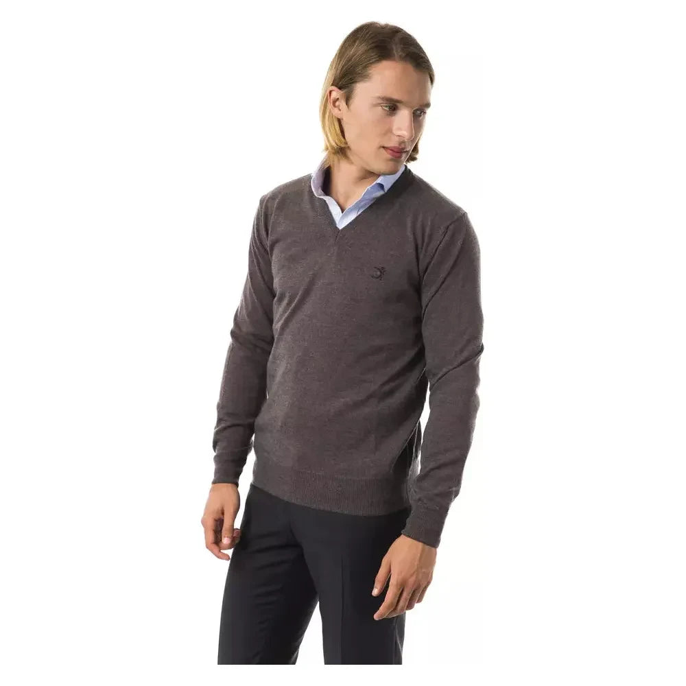 Uominitaliani Gray Merino Wool Men Sweater