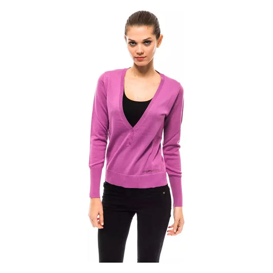 Ungaro Fever Chic V-Neck Sweater with Dazzling Applications Ungaro Fever