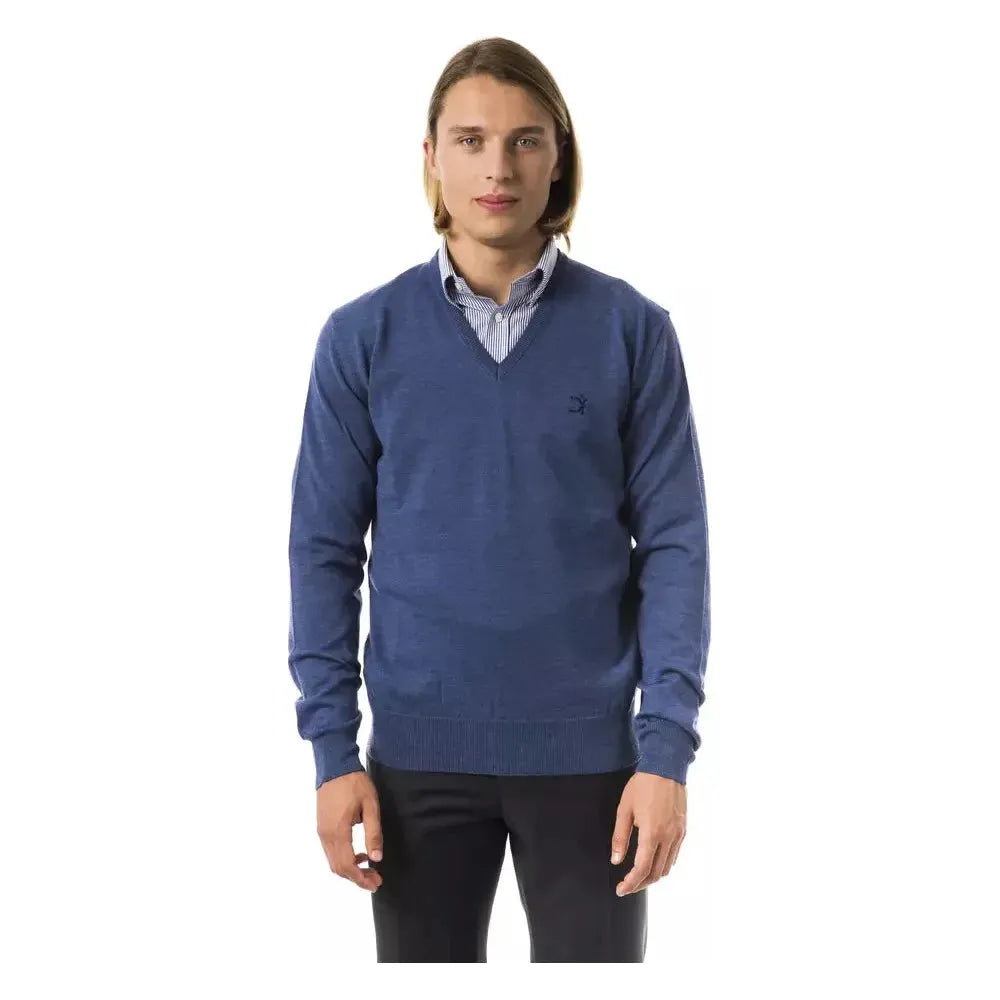 Uominitaliani Blue Merino Wool Men's Sweater