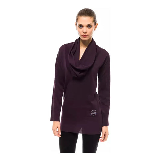 Montana Blu High Collar Embellished Sweater in Purple Montana Blu