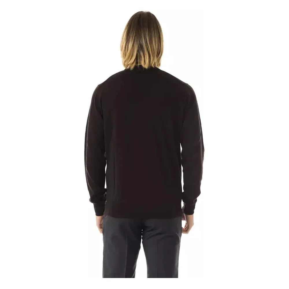 Uominitaliani Brown Merino Wool Men Sweater Uominitaliani