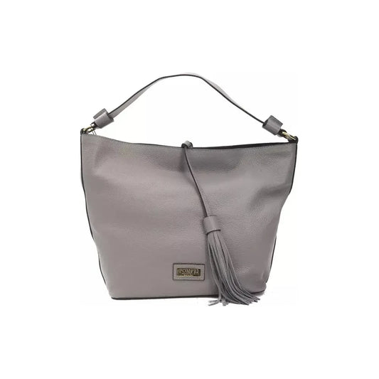 Pompei Donatella Chic Gray Leather Shoulder Bag - Adjustable Strap WOMAN SHOULDER BAGS Pompei Donatella