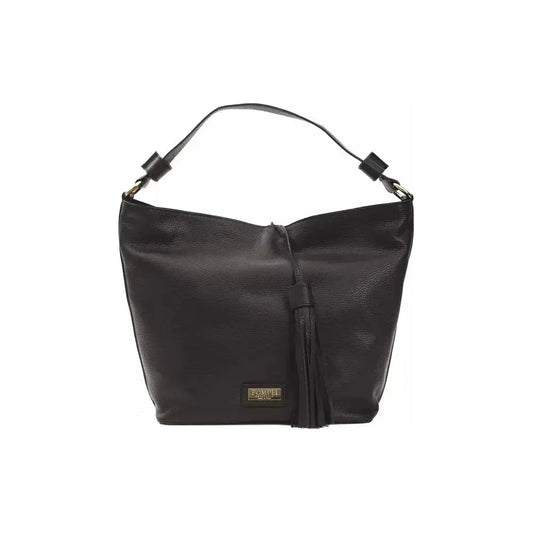 Pompei Donatella Black Leather Women Shoulder Bag 1728,67345744032,Bags,Black,New with tags,Pompei Donatella,Shoulder Bags - Bags,Shoulder Bags - Women - Bags,Women,Women - Bags