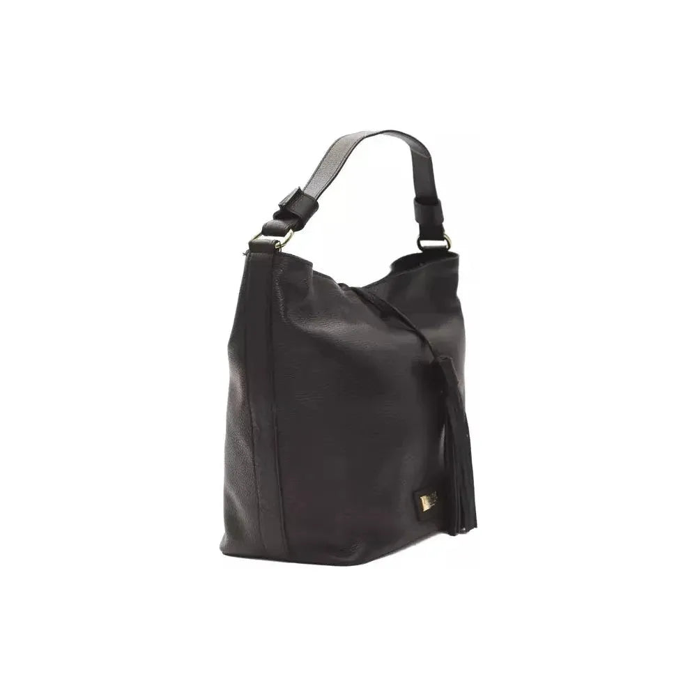 Pompei Donatella Black Leather Women Shoulder Bag Pompei Donatella