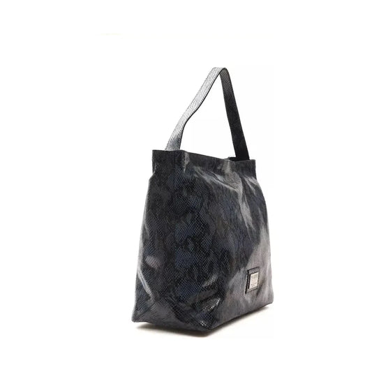 Pompei Donatella Elegant Blue Python Print Leather Shoulder Bag WOMAN SHOULDER BAGS Pompei Donatella