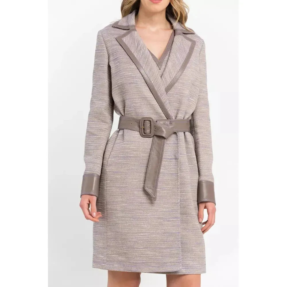 Trussardi Beige Cotton Women Coat Dress Trussardi