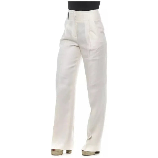 Peserico Elegant High-Waisted Flax Palazzo Pants Peserico