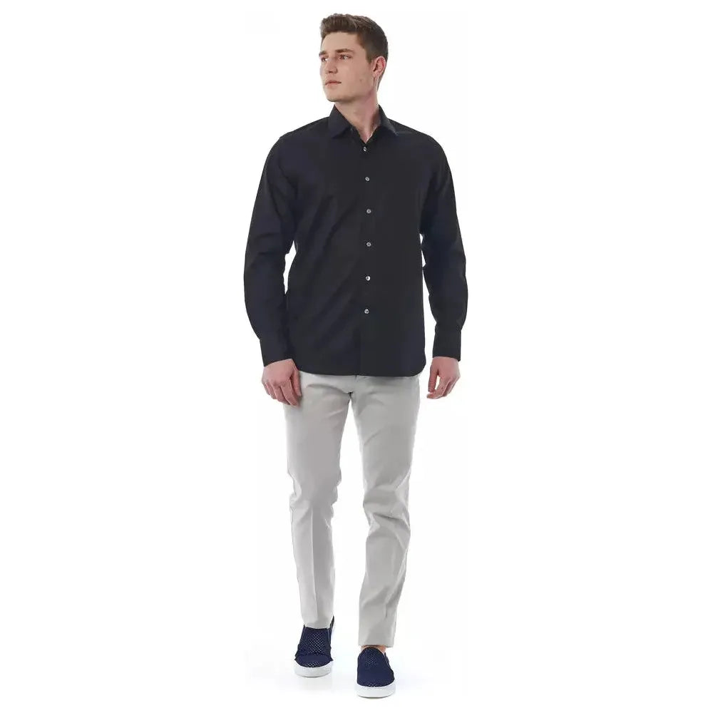 Bagutta Black Cotton Men Shirt Bagutta