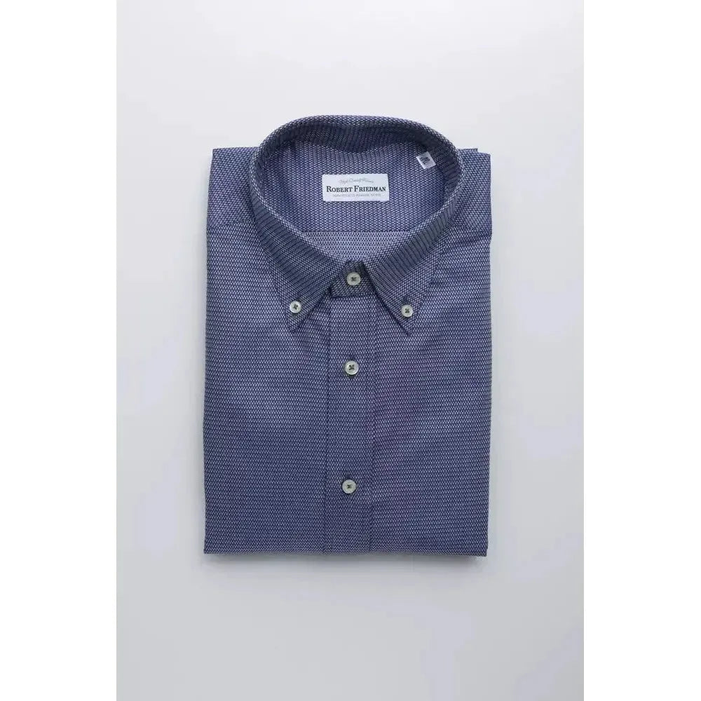 Robert Friedman Blue Cotton Men Shirt Robert Friedman