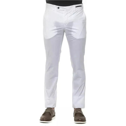 PT Torino White Cotton Men Slim Trouser