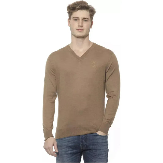 Billionaire Italian Couture Elegant Beige V-Neck Cashmere Sweater for Men Billionaire Italian Couture