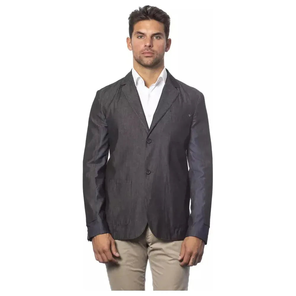 Verri Gray Cotton Men Blazer Verri