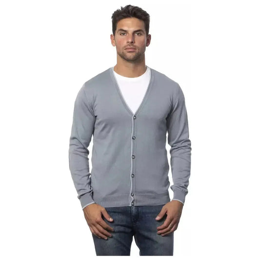 Verri Gray Cotton Men Cardigan Verri