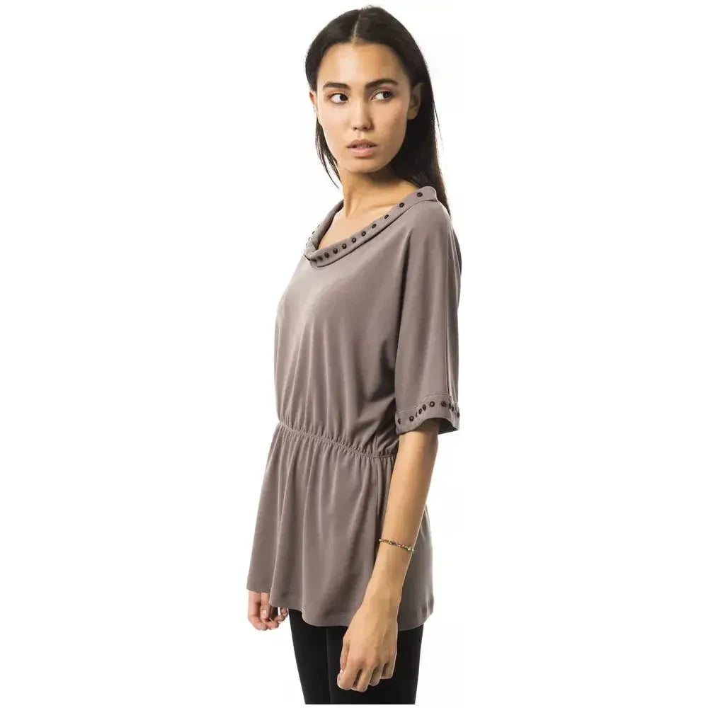 BYBLOS Gray Polyester Women T-Shirt BYBLOS