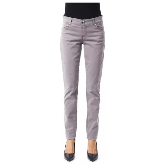 BYBLOS Chic Gray Cotton Blend Pants BYBLOS