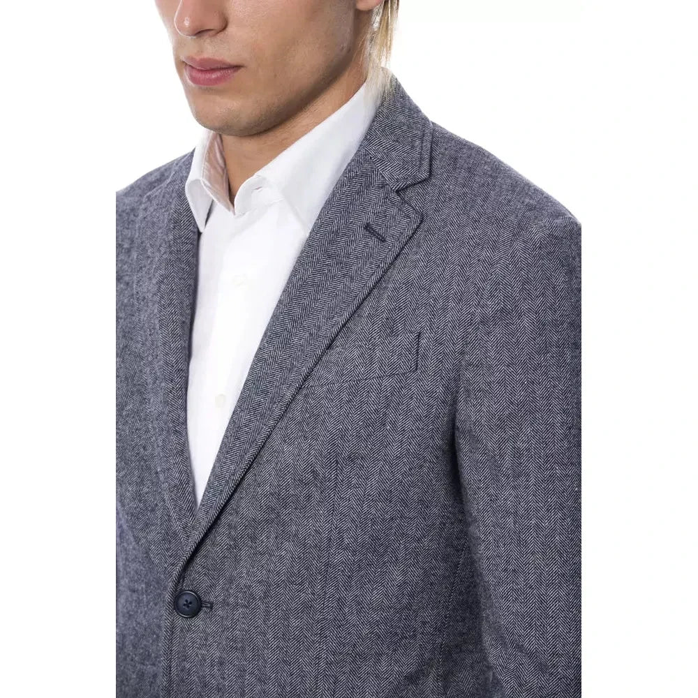 Verri Elegant Blue Single Breasted Blazer Verri