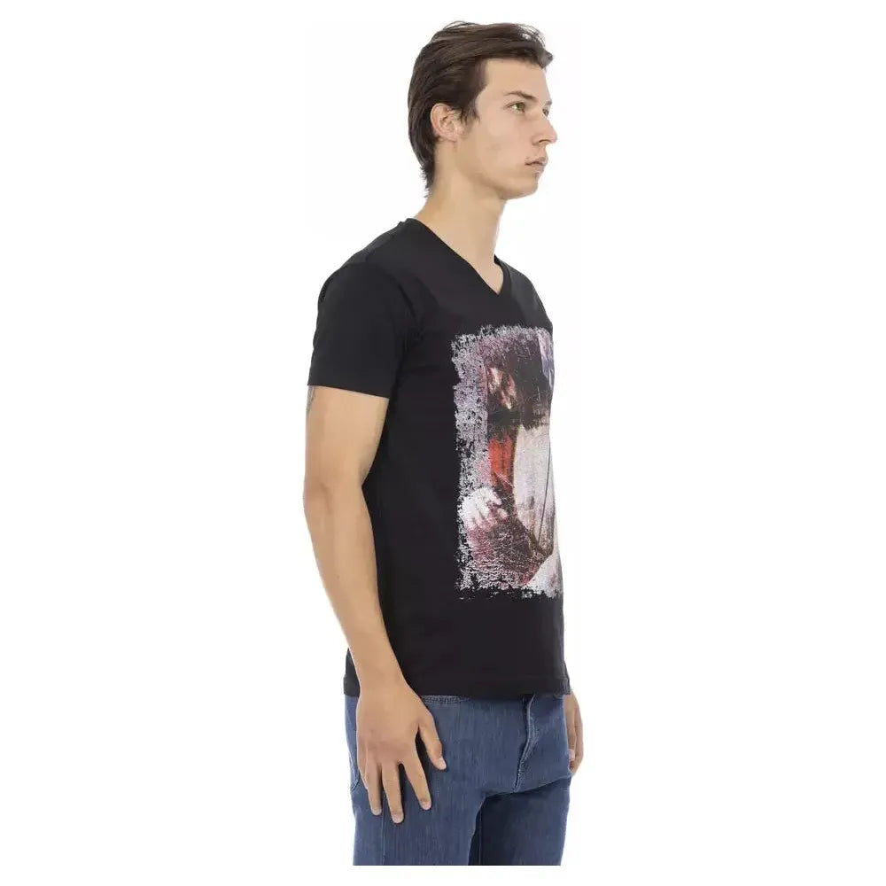 Trussardi Action Black Cotton Men T-Shirt Trussardi Action