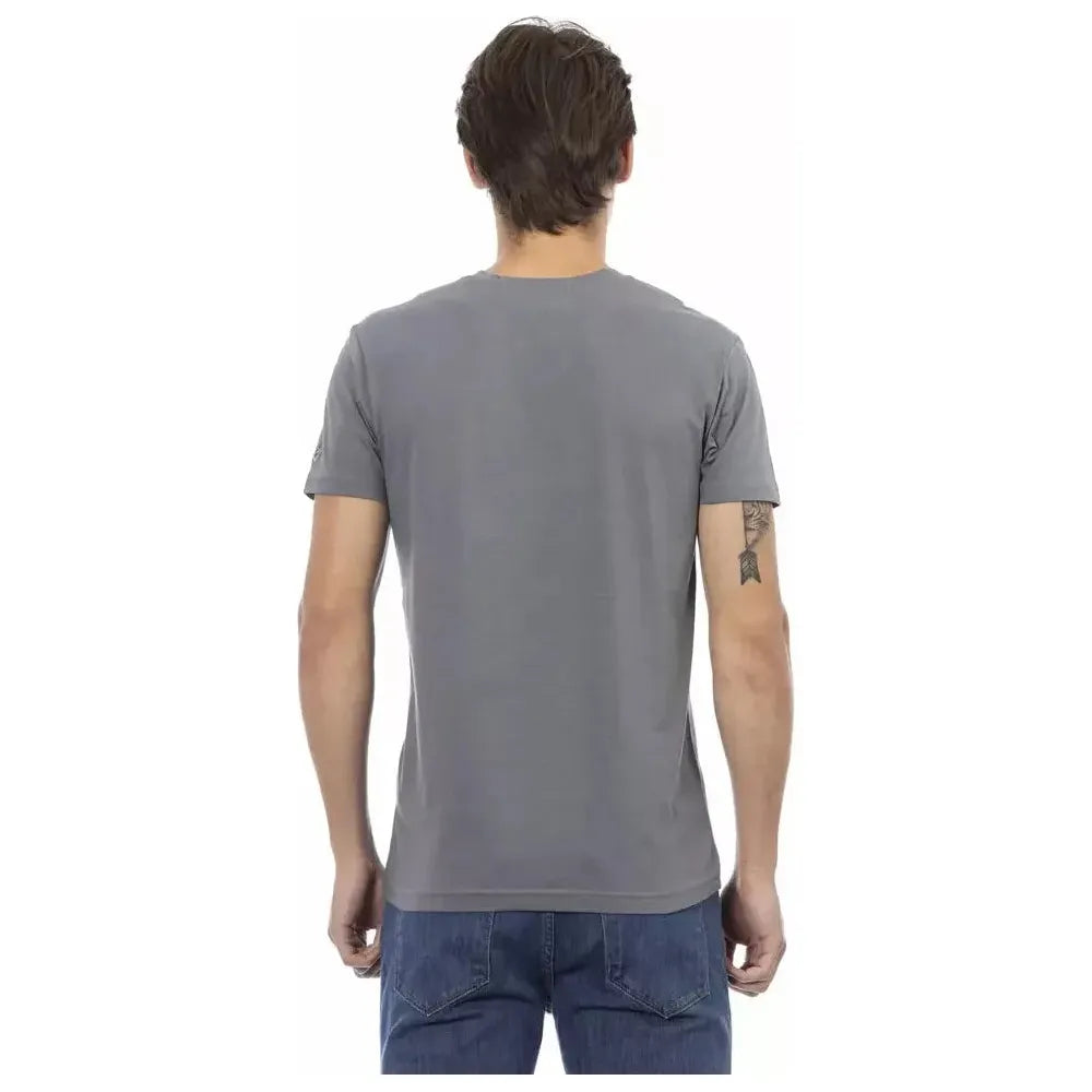 Trussardi Action Gray Cotton Mens TShirt Trussardi Action