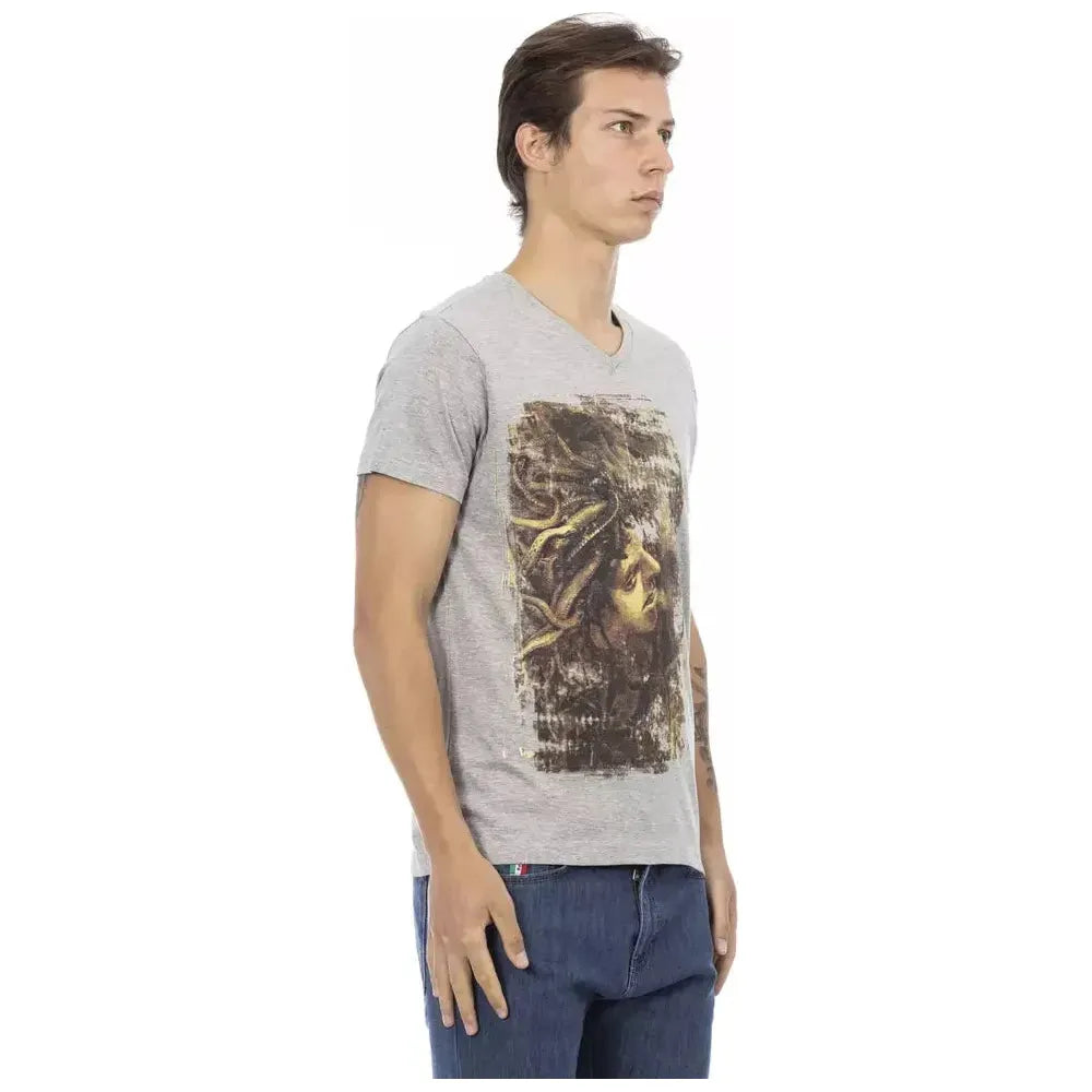 Trussardi Action Gray Cotton Men T-Shirt
