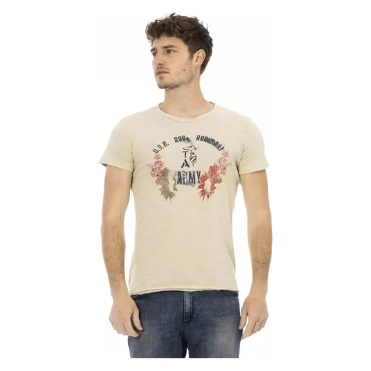 Trussardi Action Beige Cotton Men T-Shirt Trussardi Action