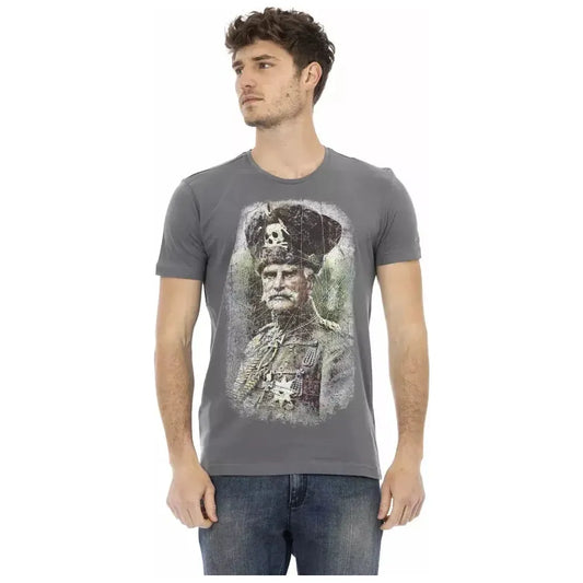 Trussardi Action Gray Cotton Men T-Shirt Trussardi Action