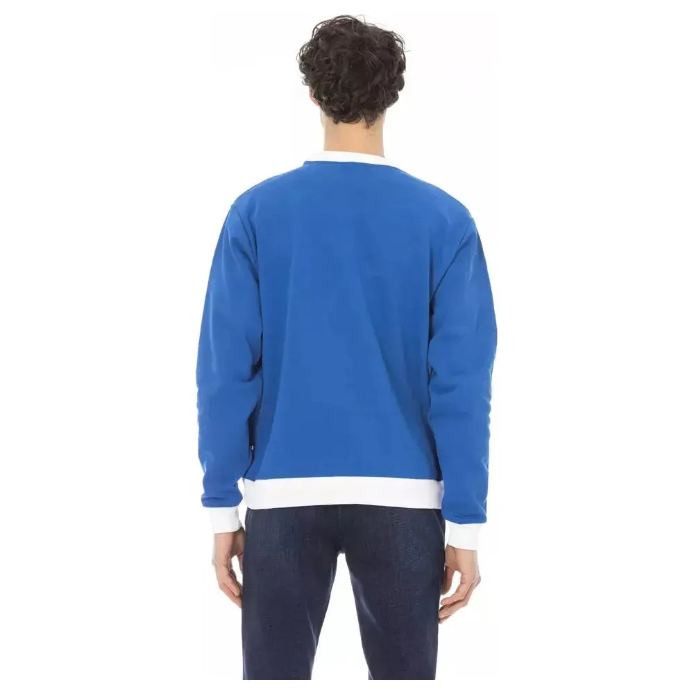 Baldinini Trend Blue Cotton Men Sweater Baldinini Trend