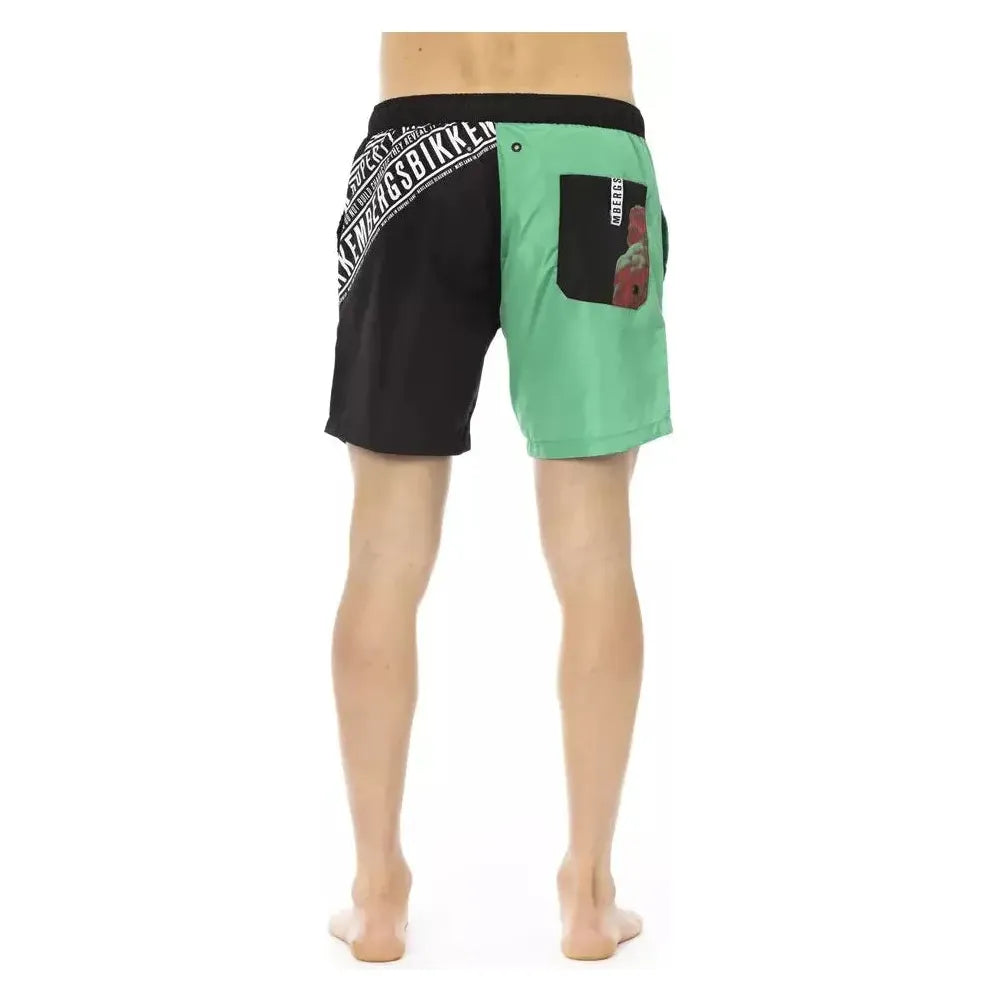 Bikkembergs Green Polyester Men Swim Short Bikkembergs