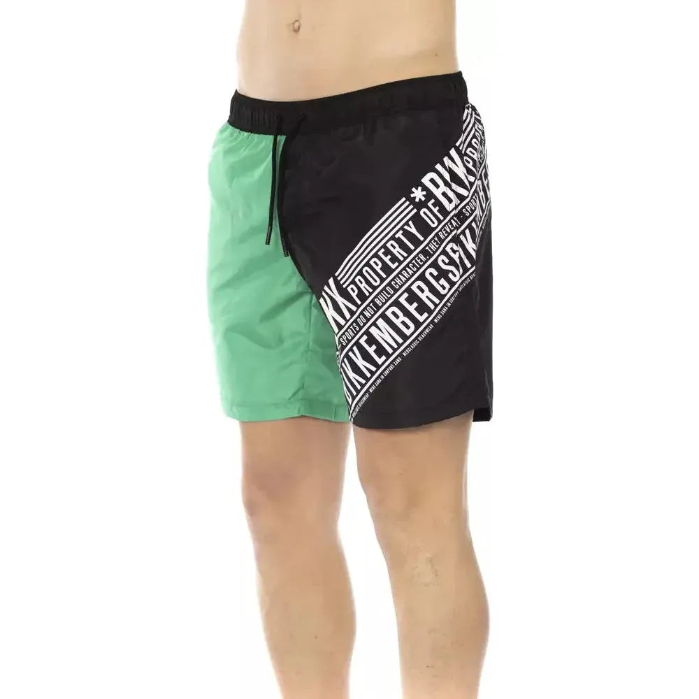 Bikkembergs Green Polyester Men Swim Short Bikkembergs