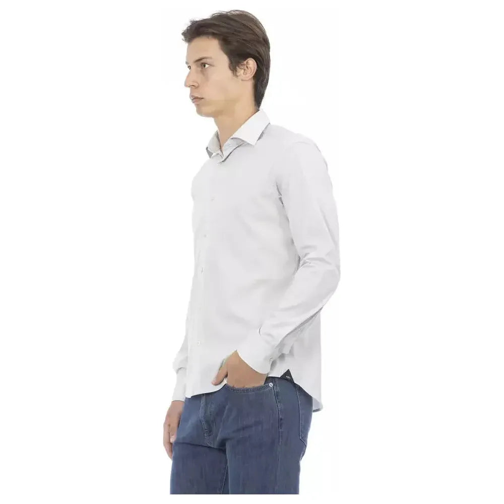 Baldinini Trend Gray Cotton Men Shirt Baldinini Trend