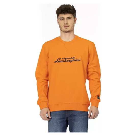 Automobili Lamborghini Sleek Orange Crewneck Sweatshirt with Sleeve Logo Automobili Lamborghini