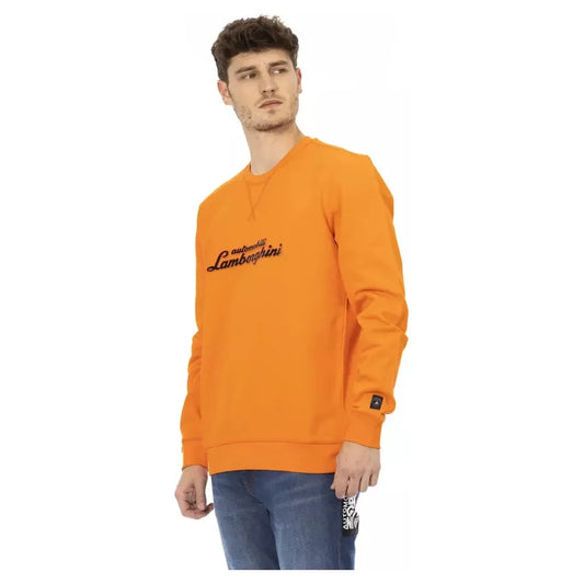 Automobili Lamborghini Sleek Orange Crewneck Sweatshirt with Sleeve Logo Automobili Lamborghini