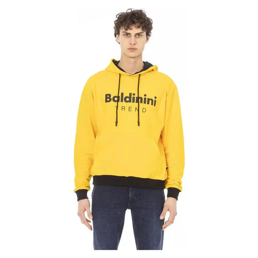 Baldinini Trend Sunshine Yellow Cotton Hoodie with Front Logo Baldinini Trend