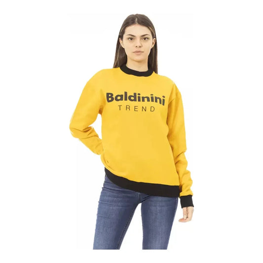 Baldinini Trend Chic Yellow Cotton Fleece Hoodie with Logo Baldinini Trend