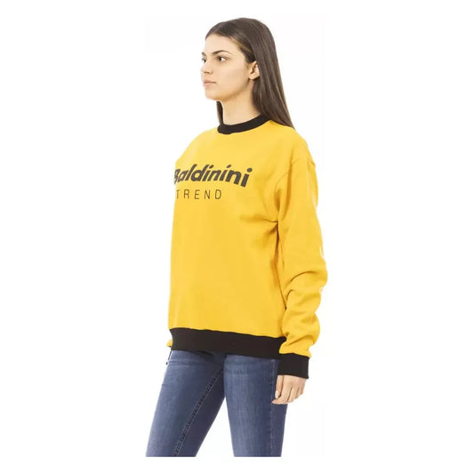 Baldinini Trend Chic Yellow Cotton Fleece Hoodie with Logo Baldinini Trend