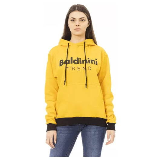 Baldinini Trend Chic Yellow Cotton Fleece Hoodie with Maxi Pocket Baldinini Trend