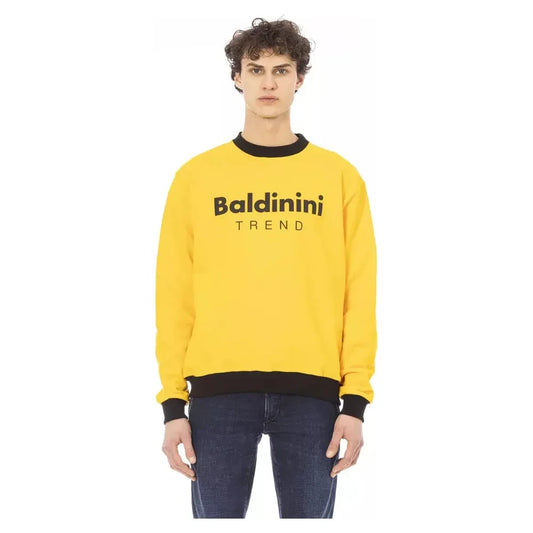 Baldinini Trend Radiant Yellow Cotton Hoodie with Logo Accent Baldinini Trend