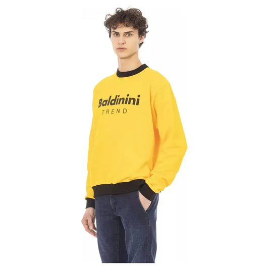 Baldinini Trend Radiant Yellow Cotton Hoodie with Logo Accent Baldinini Trend