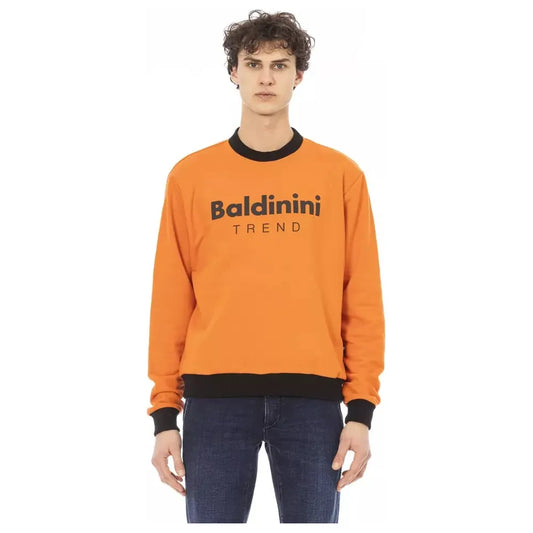 Baldinini Trend Orange Cotton Fleece Hoodie with Front Logo Baldinini Trend