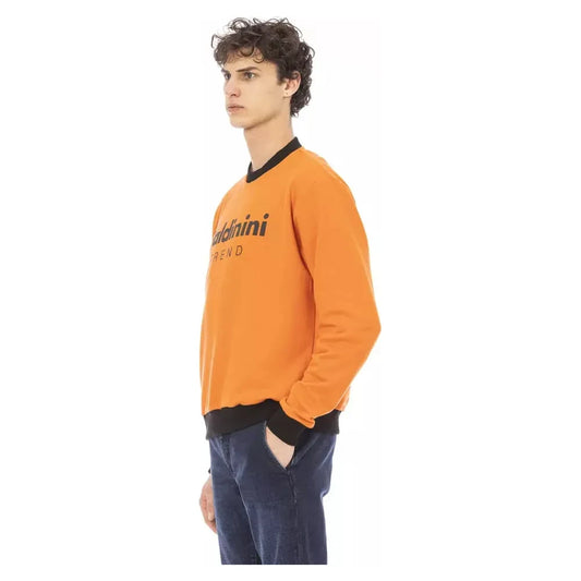 Baldinini Trend Orange Cotton Fleece Hoodie with Front Logo Baldinini Trend