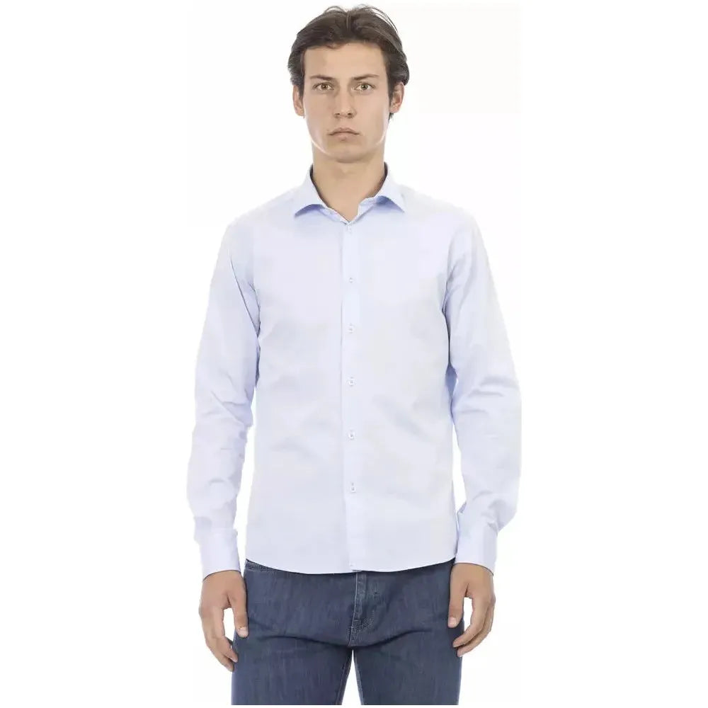 Baldinini Trend Light Blue Cotton Men Shirt Baldinini Trend