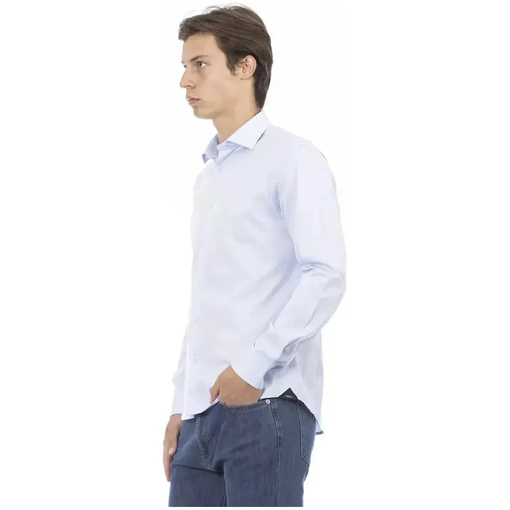 Baldinini Trend Light Blue Cotton Men Shirt Baldinini Trend