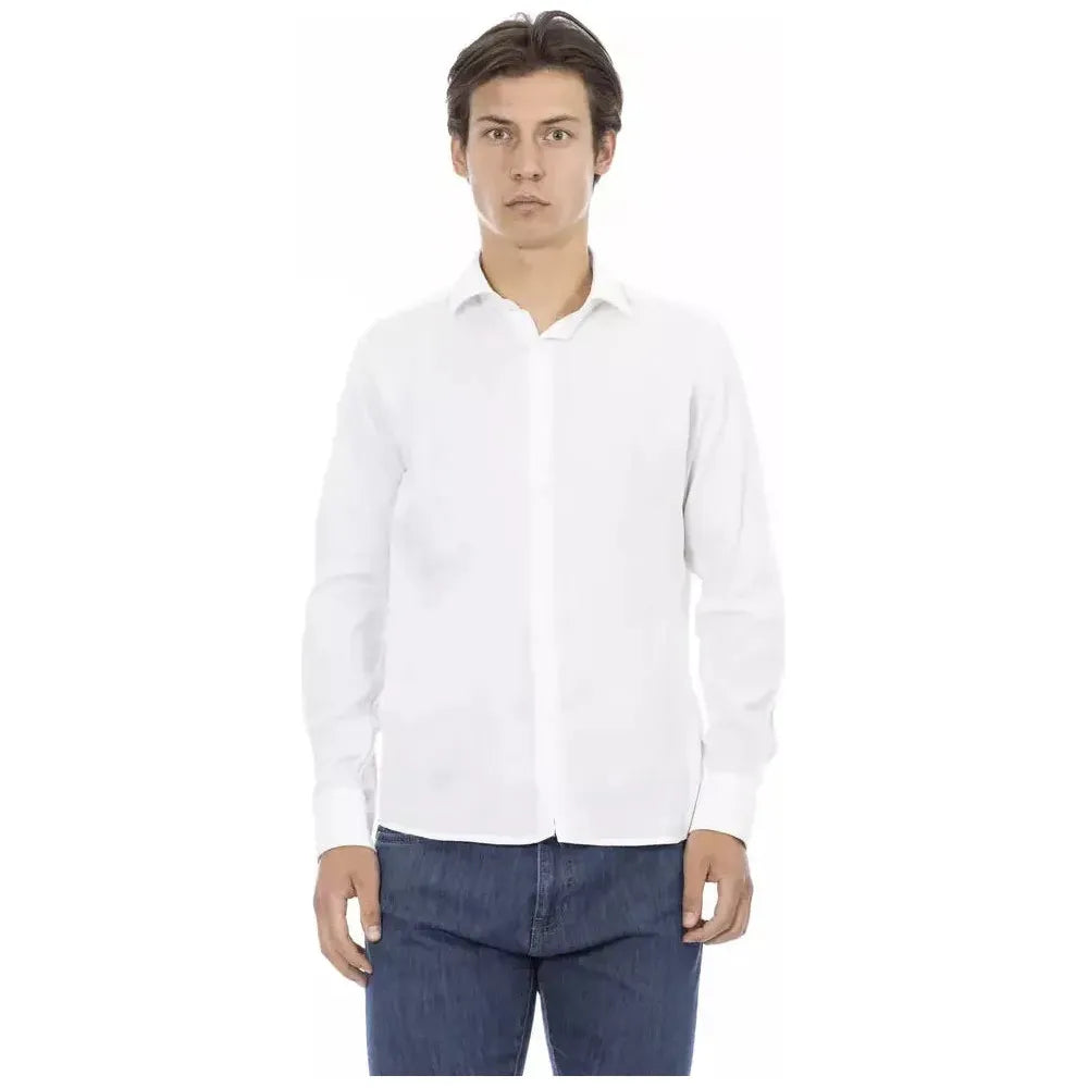 Baldinini Trend White Cotton Men Shirt Baldinini Trend