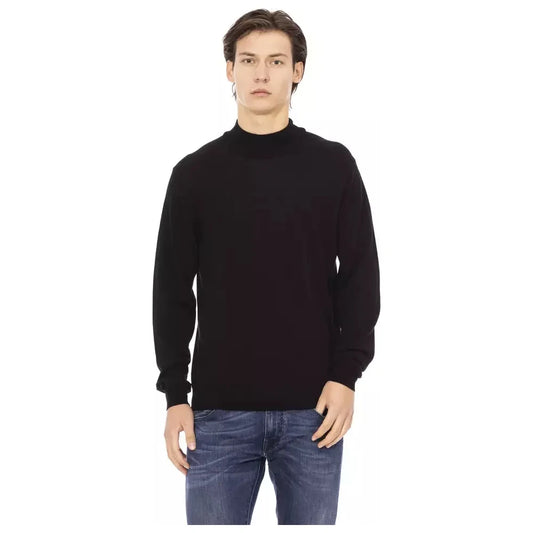 Baldinini Trend Sleek Black Turtleneck Monogram Sweater Baldinini Trend