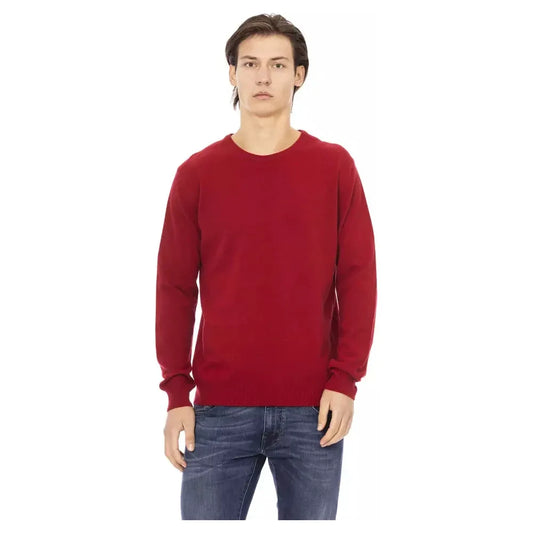 Baldinini Trend Elevated Elegance Crewneck Sweater in Red Baldinini Trend