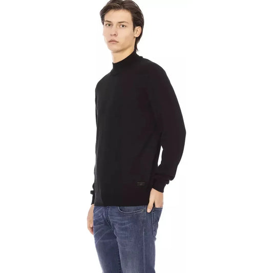 Baldinini Trend Sleek Black Turtleneck Monogram Sweater Baldinini Trend