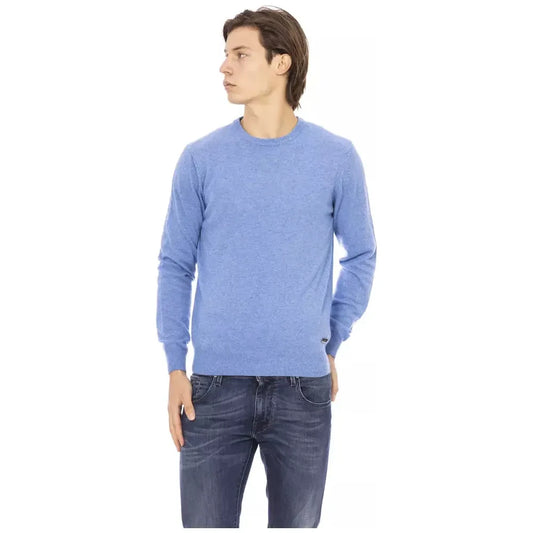 Baldinini Trend Elegant Light Blue Crewneck Sweater for Men Baldinini Trend