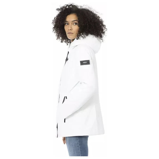 Baldinini Trend Sleek White Down Jacket with Adjustable Hood Baldinini Trend